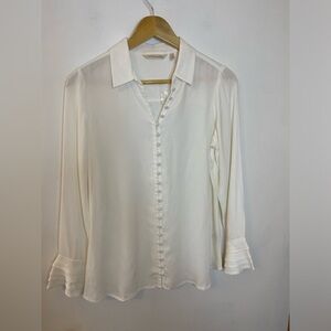 🧶Soft Surroundings White Poet Sleeve Button Down Shirt